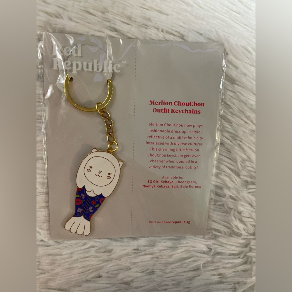 NEW Red Republic Singapore Merlion Chouchou Outfit Keychain SG Girl Kebaya Cute
